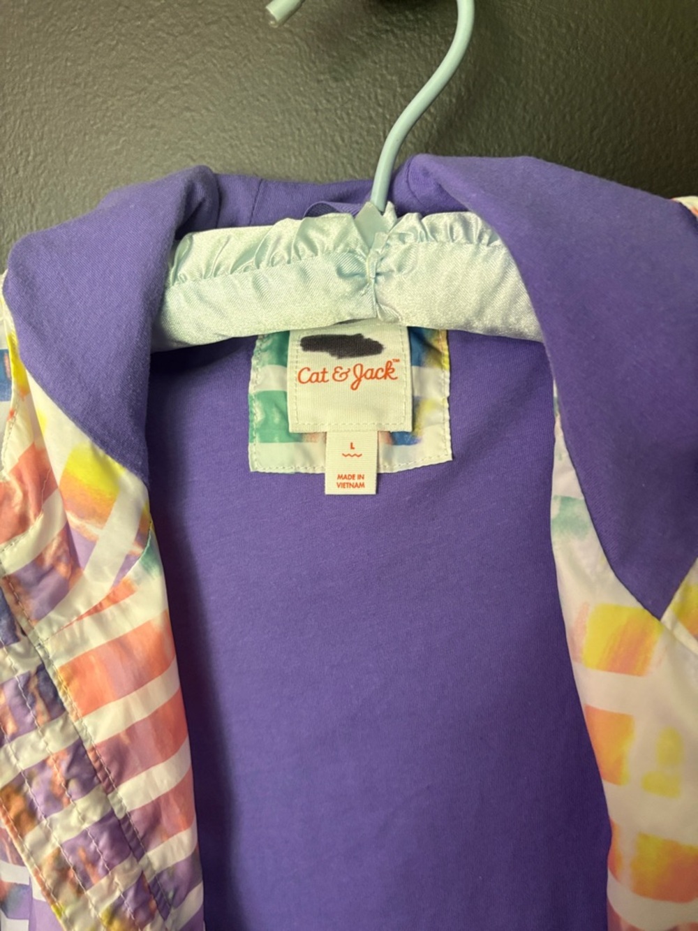 Cat & Jack large 10/12 lined wind breaker with hood - Picture 2 of 5